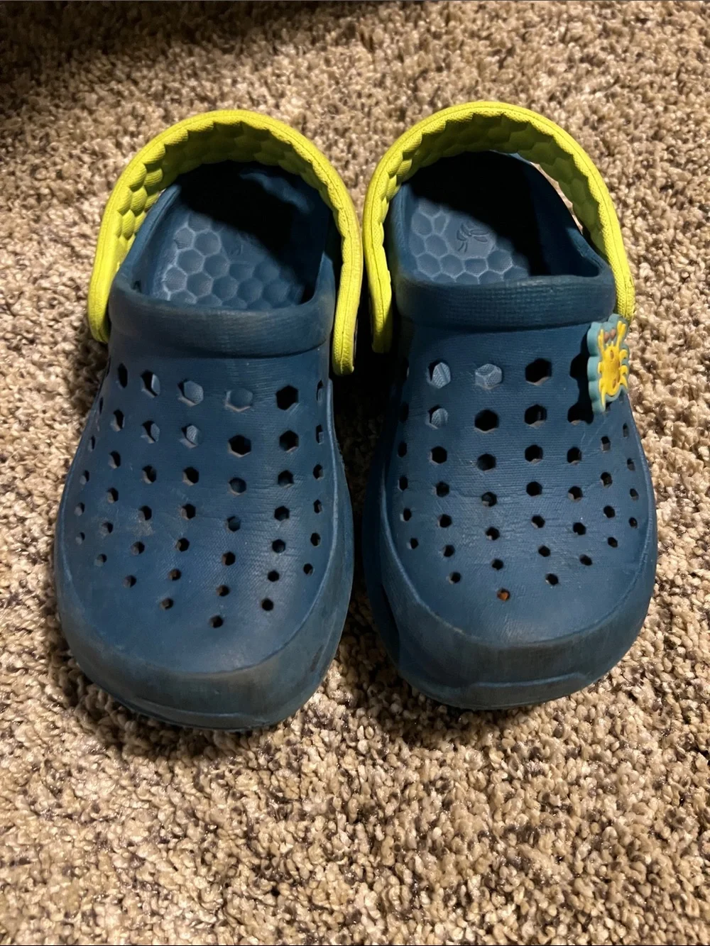 Kids Navy and Yellow Water-Ready Slip-On Sandals
